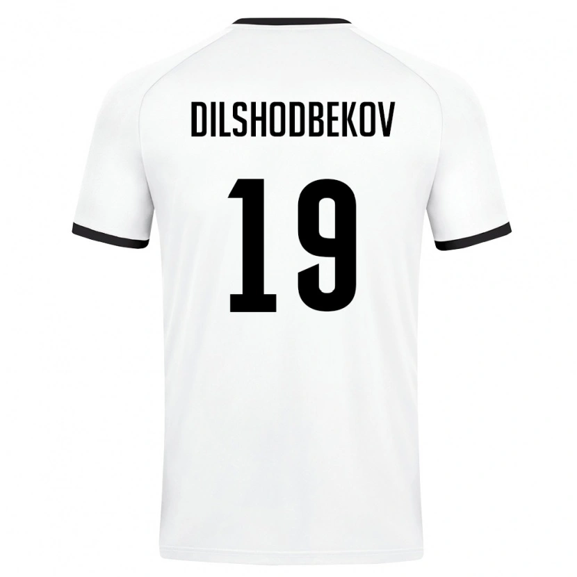 Danxen Hombre Camiseta Uzbekistán Mukhammadali Dilshodbekov #19 Blanco Verde Oscuro 2ª Equipación 26-28 La Camisa