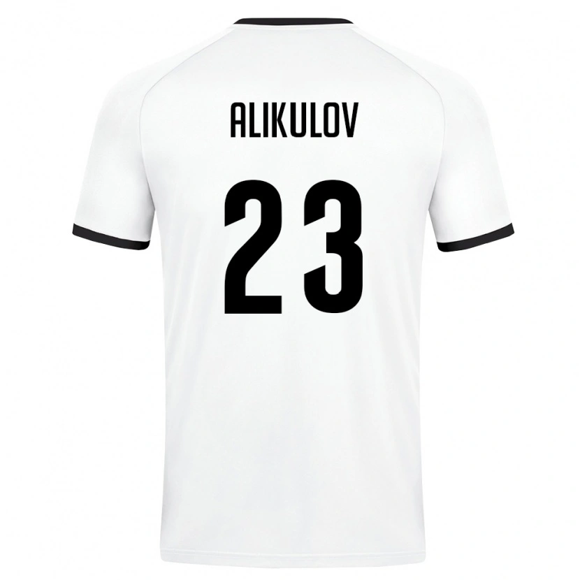 Danxen Hombre Camiseta Uzbekistán Khusniddin Alikulov #23 Blanco Verde Oscuro 2ª Equipación 26-28 La Camisa
