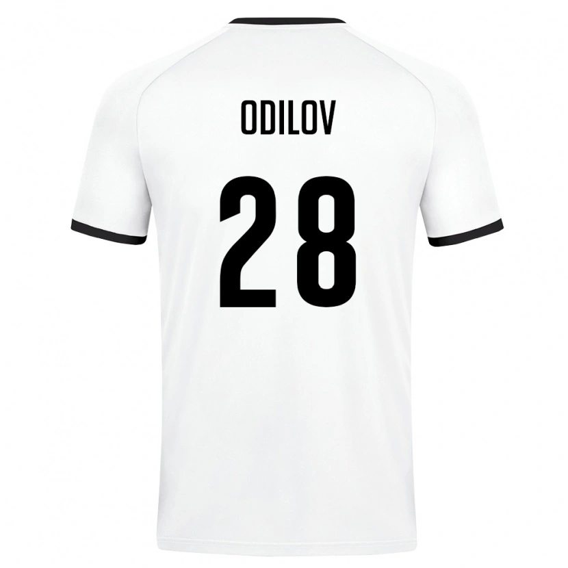Danxen Hombre Camiseta Uzbekistán Alisher Odilov #28 Blanco Verde Oscuro 2ª Equipación 26-28 La Camisa