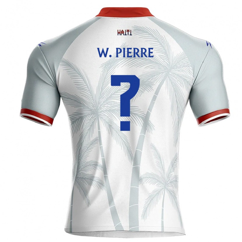 Danxen Hombre Camiseta Haití Woodensky Pierre #0 Blanco Rojo Gris 2ª Equipación 26-28 La Camisa