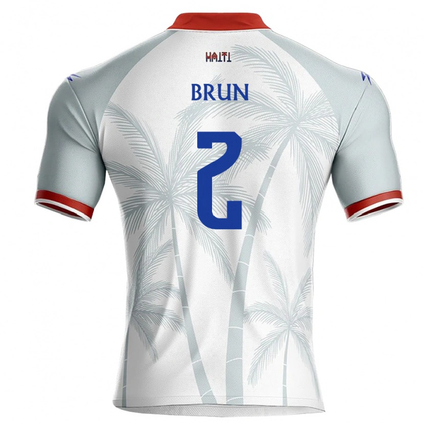 Danxen Hombre Camiseta Haití Shaun Brun #2 Blanco Rojo Gris 2ª Equipación 26-28 La Camisa
