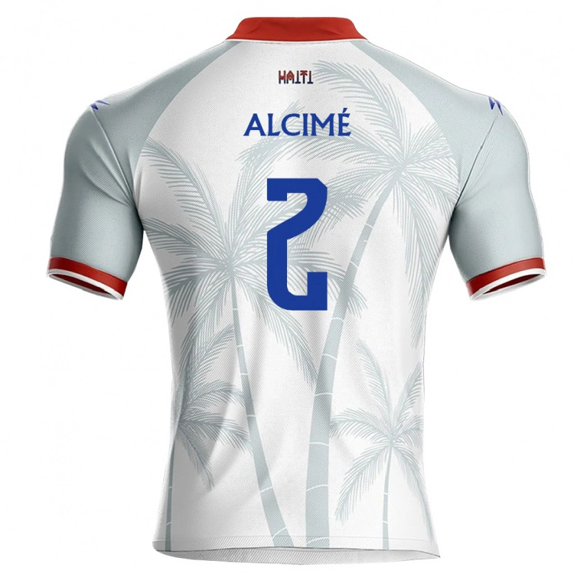 Danxen Hombre Camiseta Haití Marc-Arthur Alcimé #2 Blanco Rojo Gris 2ª Equipación 26-28 La Camisa