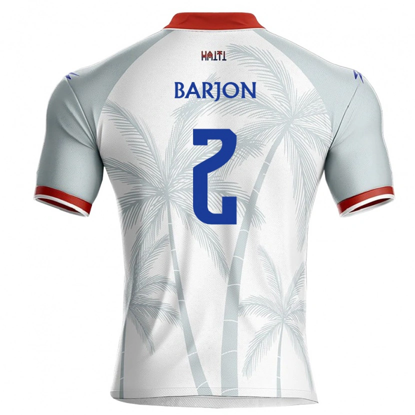 Danxen Hombre Camiseta Haití Guivens Barjon #2 Blanco Rojo Gris 2ª Equipación 26-28 La Camisa