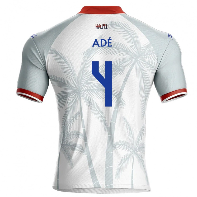 Danxen Hombre Camiseta Haití Ricardo Adé #4 Blanco Rojo Gris 2ª Equipación 26-28 La Camisa