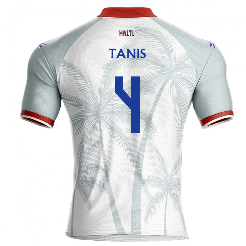 Danxen Hombre Camiseta Haití Marckidens Tanis #4 Blanco Rojo Gris 2ª Equipación 26-28 La Camisa