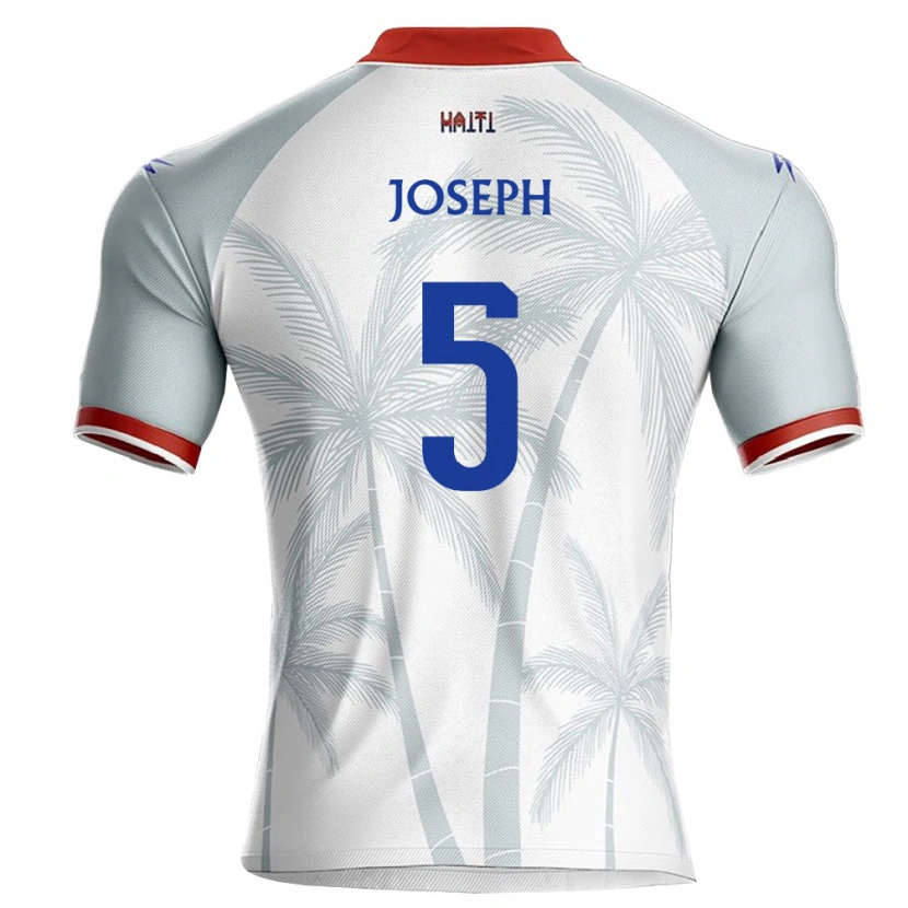 Danxen Hombre Camiseta Haití Miguel Joseph #5 Blanco Rojo Gris 2ª Equipación 26-28 La Camisa