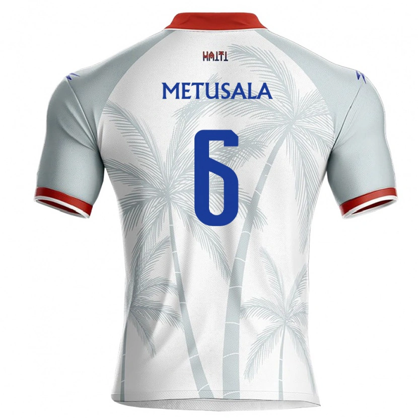 Danxen Hombre Camiseta Haití Garven Metusala #6 Blanco Rojo Gris 2ª Equipación 26-28 La Camisa