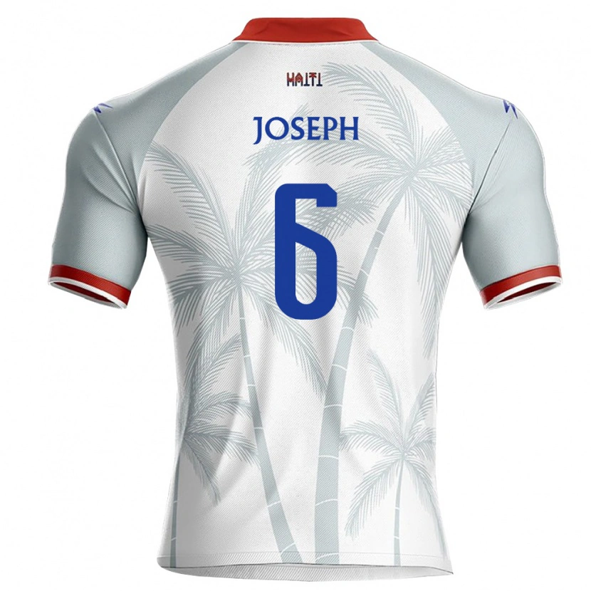 Danxen Hombre Camiseta Haití Belmar Joseph #6 Blanco Rojo Gris 2ª Equipación 26-28 La Camisa