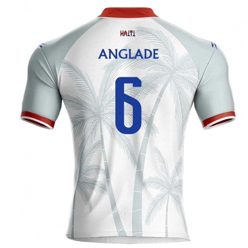 Danxen Hombre Camiseta Haití Josué Anglade #6 Blanco Rojo Gris 2ª Equipación 26-28 La Camisa