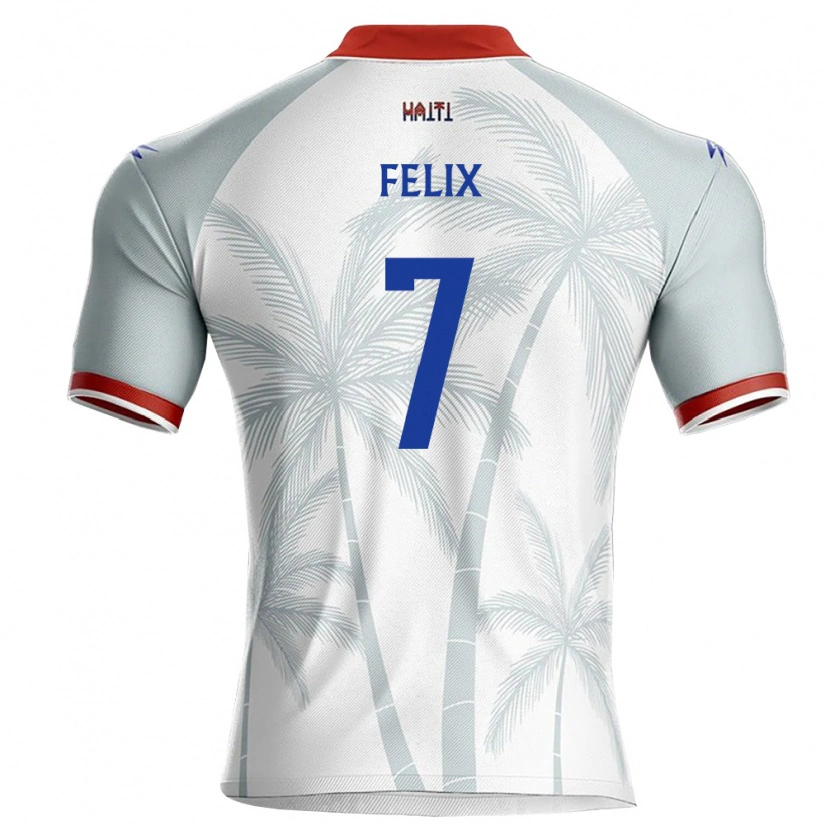 Danxen Hombre Camiseta Haití Woodson Felix #7 Blanco Rojo Gris 2ª Equipación 26-28 La Camisa