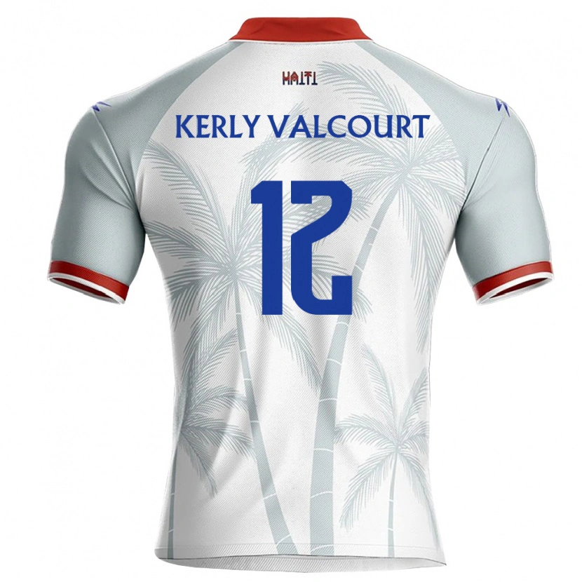 Danxen Hombre Camiseta Haití Richie Kerly Valcourt #12 Blanco Rojo Gris 2ª Equipación 26-28 La Camisa