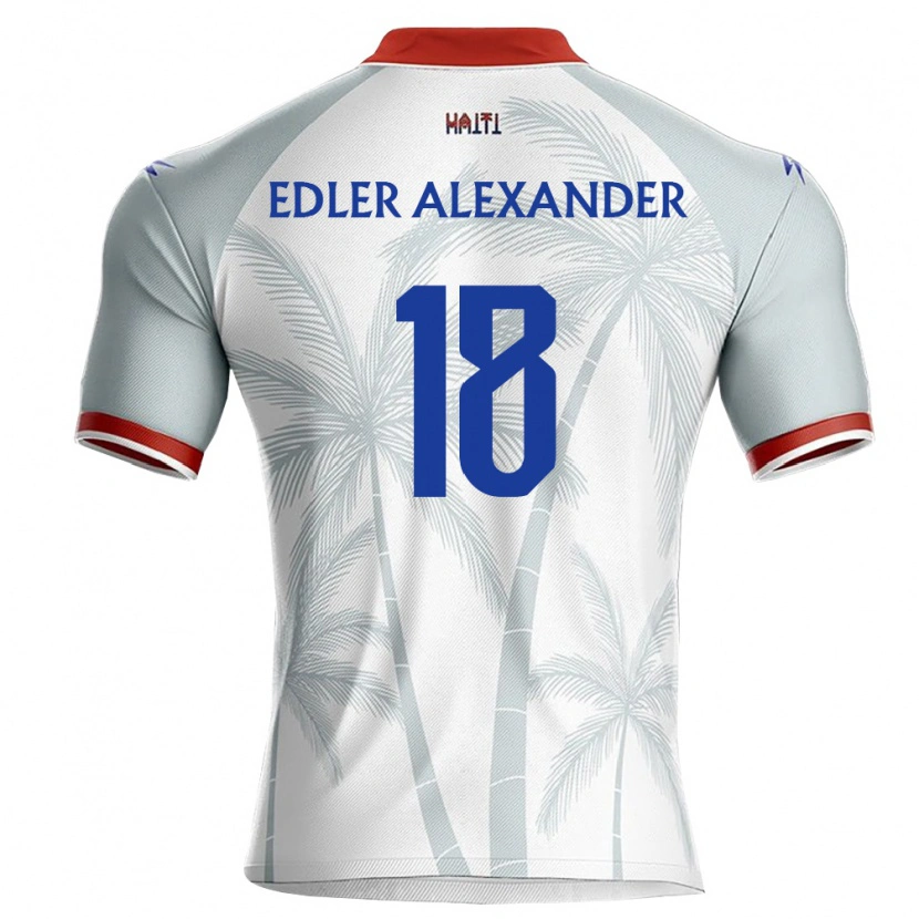 Danxen Hombre Camiseta Haití Guesly Edler Alexander #18 Blanco Rojo Gris 2ª Equipación 26-28 La Camisa