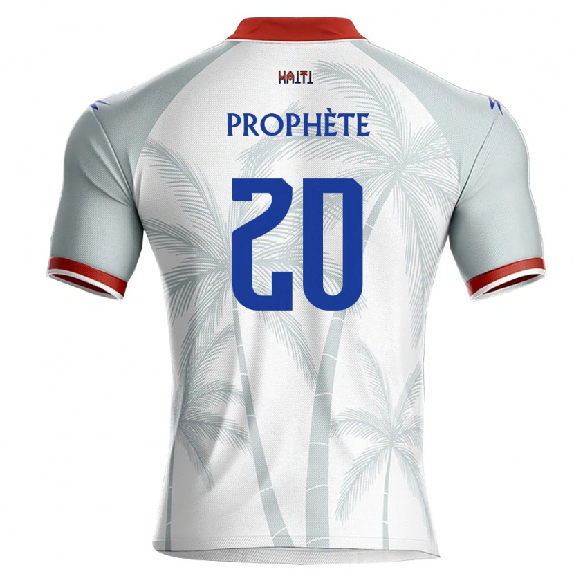 Danxen Hombre Camiseta Haití Macenat Prophète #20 Blanco Rojo Gris 2ª Equipación 26-28 La Camisa