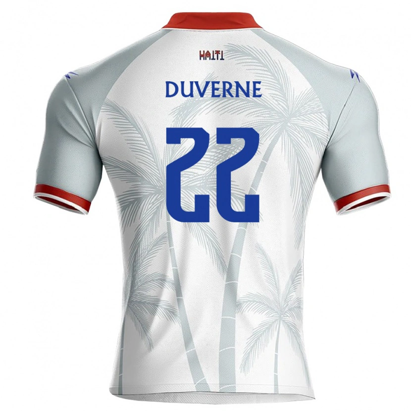 Danxen Hombre Camiseta Haití Jean-Kévin Duverne #22 Blanco Rojo Gris 2ª Equipación 26-28 La Camisa