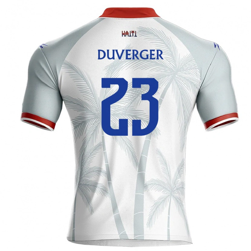 Danxen Hombre Camiseta Haití Josué Duverger #23 Blanco Rojo Gris 2ª Equipación 26-28 La Camisa