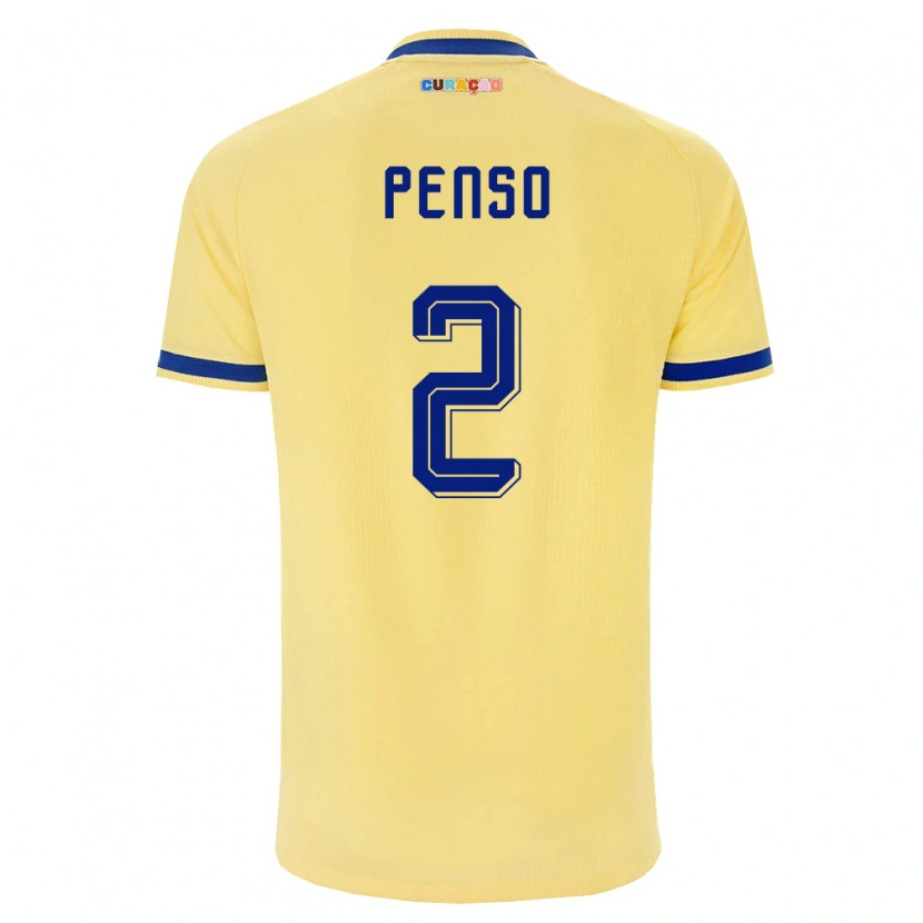 Danxen Hombre Camiseta Curazao Kyano Penso #2 Amarillo Marino Rosa 2ª Equipación 26-28 La Camisa