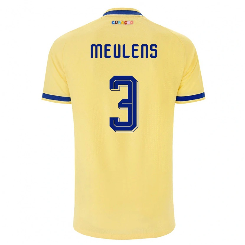 Danxen Hombre Camiseta Curazao Giordinelo Meulens #3 Amarillo Marino Rosa 2ª Equipación 26-28 La Camisa