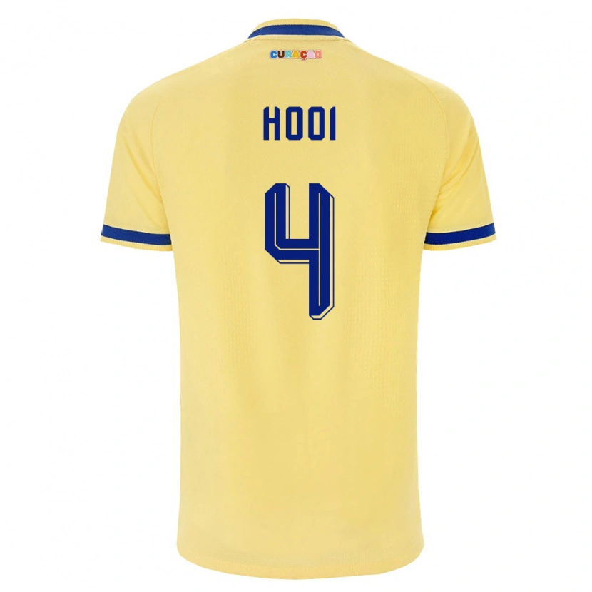 Danxen Hombre Camiseta Curazao Shuvienchêlo Hooi #4 Amarillo Marino Rosa 2ª Equipación 26-28 La Camisa