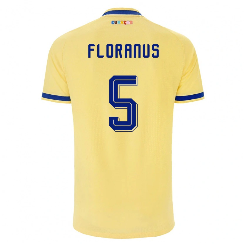 Danxen Hombre Camiseta Curazao Sherel Floranus #5 Amarillo Marino Rosa 2ª Equipación 26-28 La Camisa