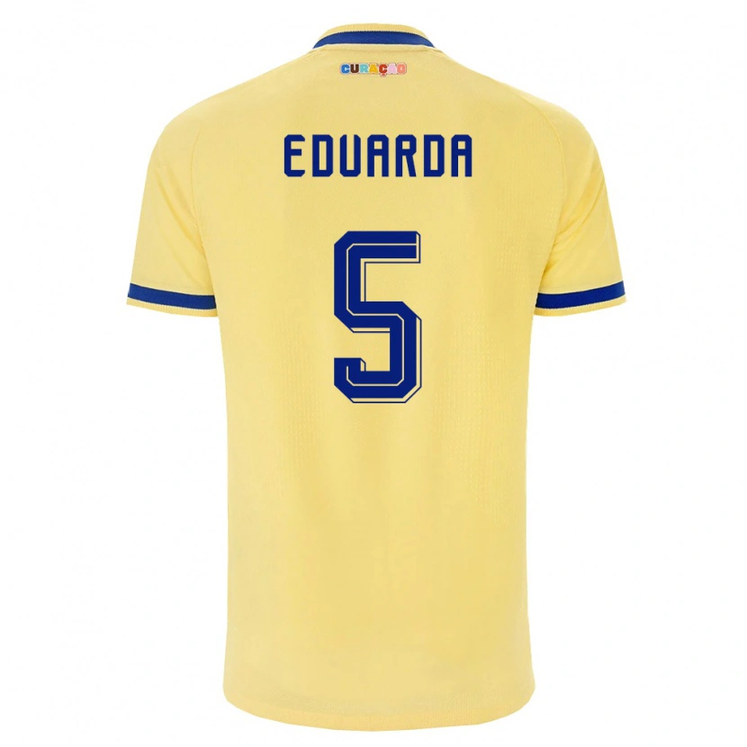 Danxen Hombre Camiseta Curazao Ribryashen Eduarda #5 Amarillo Marino Rosa 2ª Equipación 26-28 La Camisa