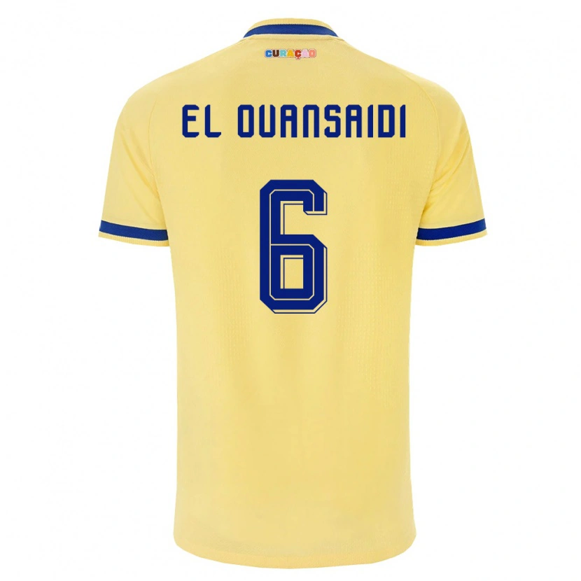 Danxen Hombre Camiseta Curazao Keyane El Ouansaidi #6 Amarillo Marino Rosa 2ª Equipación 26-28 La Camisa