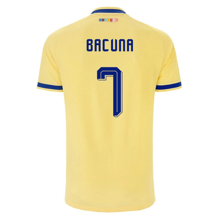 Danxen Hombre Camiseta Curazao Juninho Bacuna #7 Amarillo Marino Rosa 2ª Equipación 26-28 La Camisa