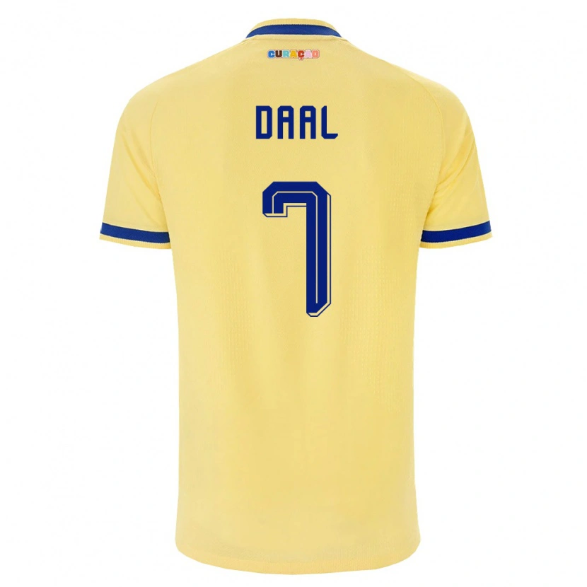 Danxen Hombre Camiseta Curazao Fernando Daal #7 Amarillo Marino Rosa 2ª Equipación 26-28 La Camisa