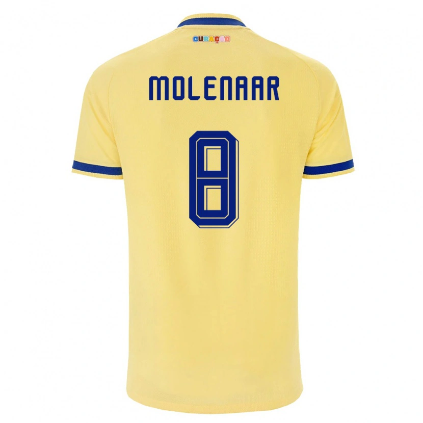Danxen Hombre Camiseta Curazao Nino Molenaar #8 Amarillo Marino Rosa 2ª Equipación 26-28 La Camisa