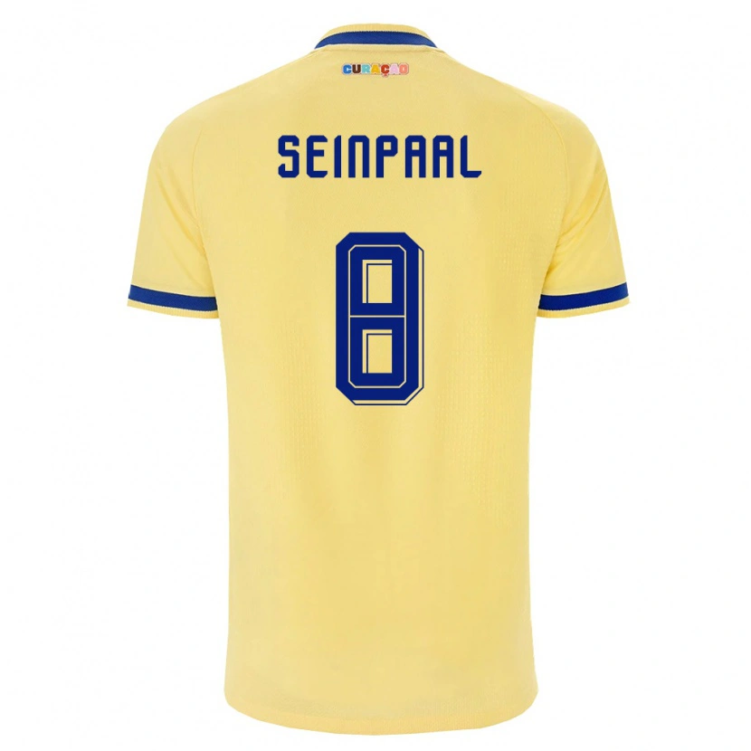 Danxen Hombre Camiseta Curazao Kydion Seinpaal #8 Amarillo Marino Rosa 2ª Equipación 26-28 La Camisa
