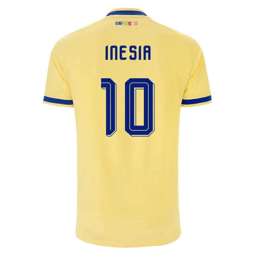 Danxen Hombre Camiseta Curazao Luigi Inesia #10 Amarillo Marino Rosa 2ª Equipación 26-28 La Camisa