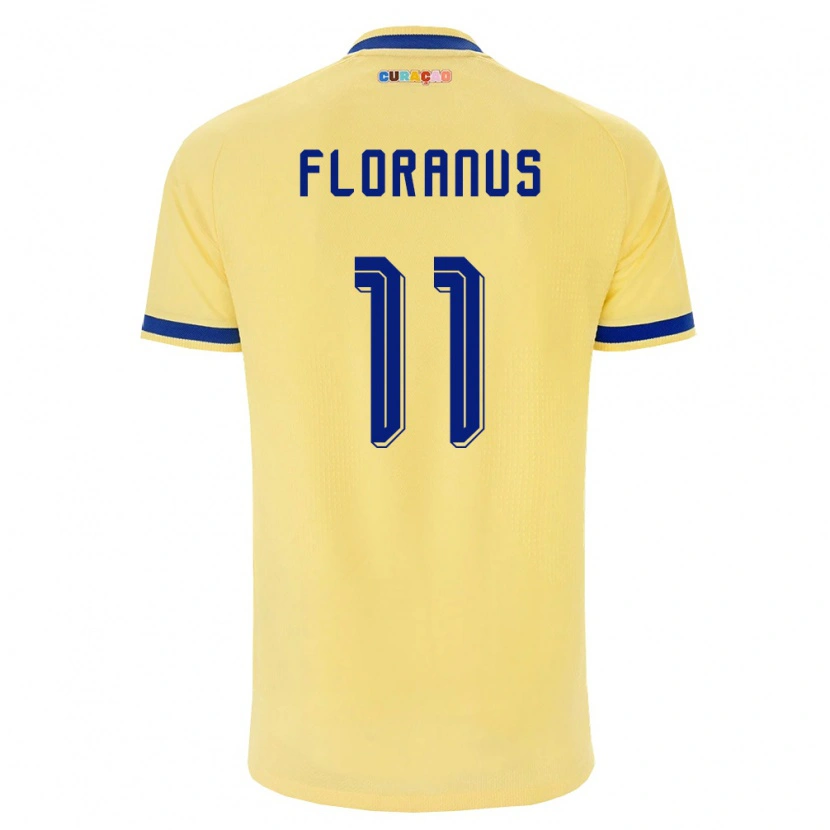 Danxen Hombre Camiseta Curazao Jëalardino Floranus #11 Amarillo Marino Rosa 2ª Equipación 26-28 La Camisa