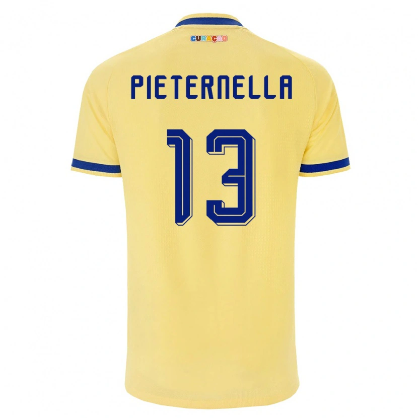 Danxen Hombre Camiseta Curazao Jereem Pieternella #13 Amarillo Marino Rosa 2ª Equipación 26-28 La Camisa