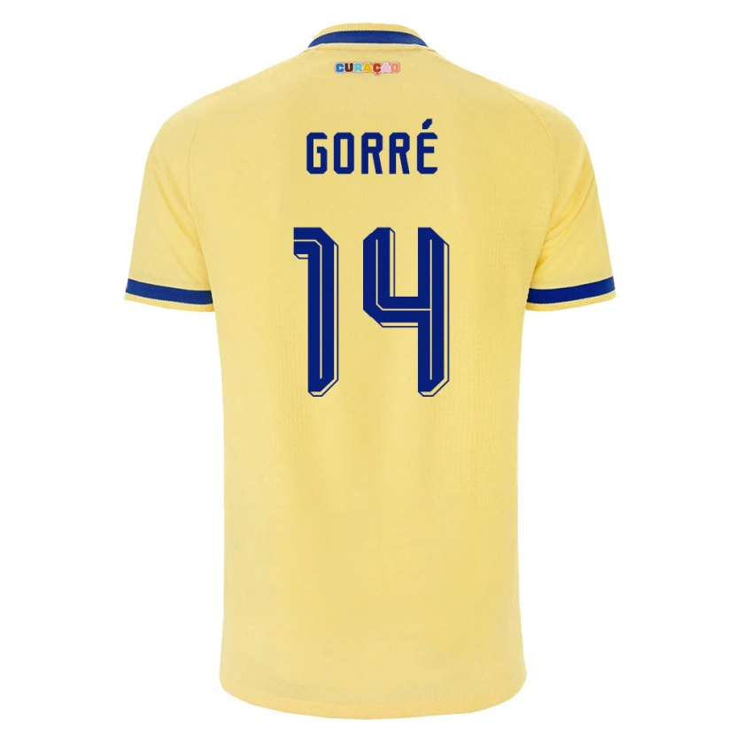 Danxen Hombre Camiseta Curazao Kenji Gorré #14 Amarillo Marino Rosa 2ª Equipación 26-28 La Camisa