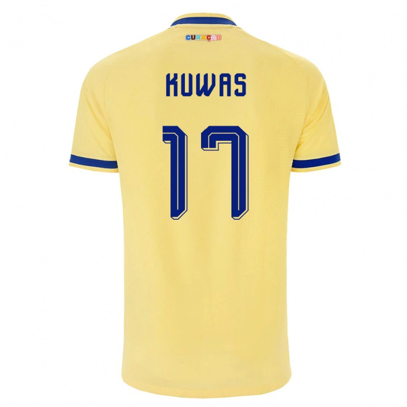 Danxen Hombre Camiseta Curazao Brandley Kuwas #17 Amarillo Marino Rosa 2ª Equipación 26-28 La Camisa