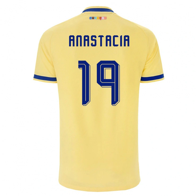 Danxen Hombre Camiseta Curazao D'shawn Anastacia #19 Amarillo Marino Rosa 2ª Equipación 26-28 La Camisa