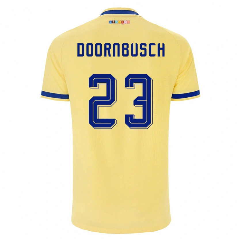 Danxen Hombre Camiseta Curazao Trevor Doornbusch #23 Amarillo Marino Rosa 2ª Equipación 26-28 La Camisa
