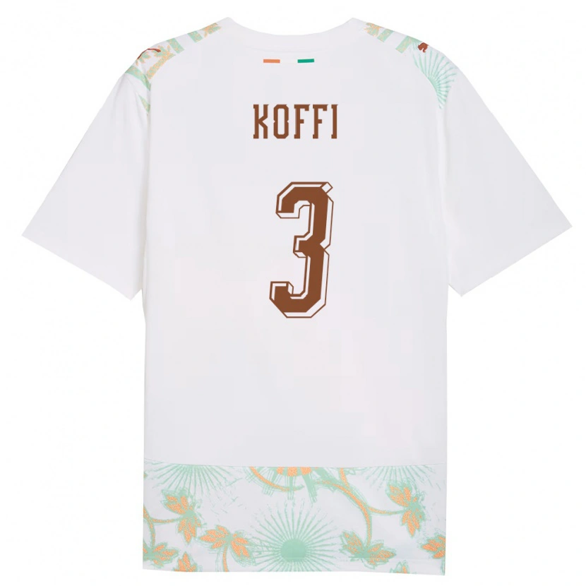 Danxen Hombre Camiseta Costa De Marfil Kouadio Koffi #3 Blanco Naranja Verde 2ª Equipación 26-28 La Camisa