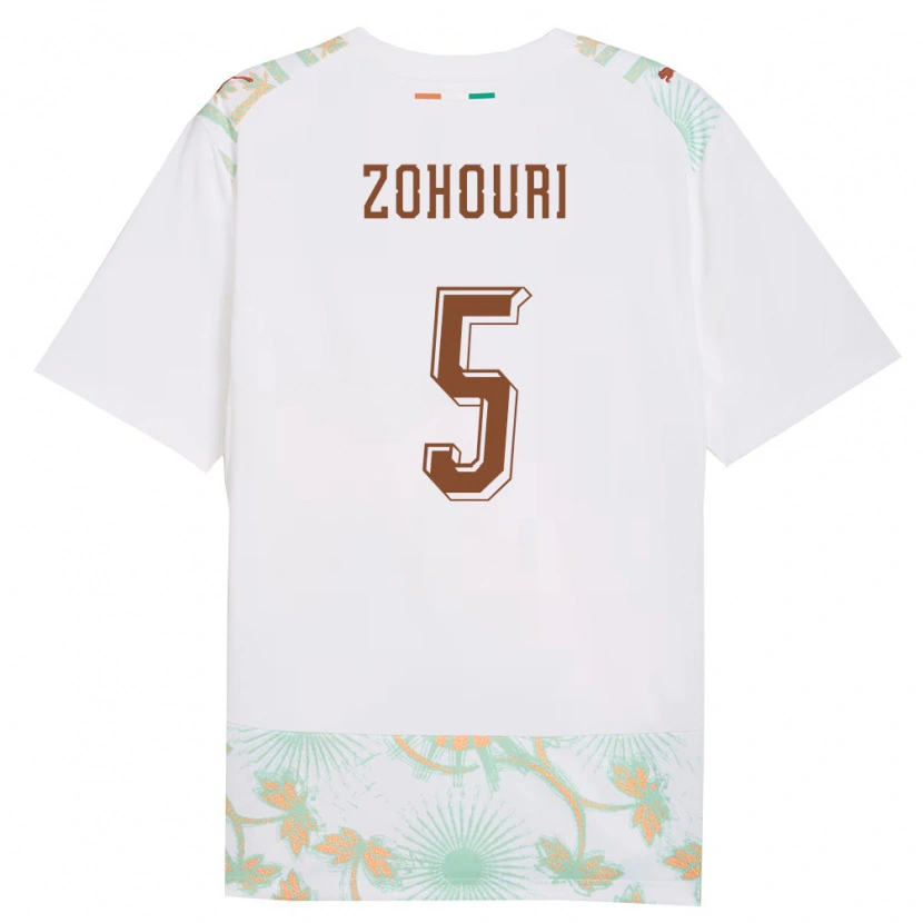 Danxen Hombre Camiseta Costa De Marfil Armel Zohouri #5 Blanco Naranja Verde 2ª Equipación 26-28 La Camisa