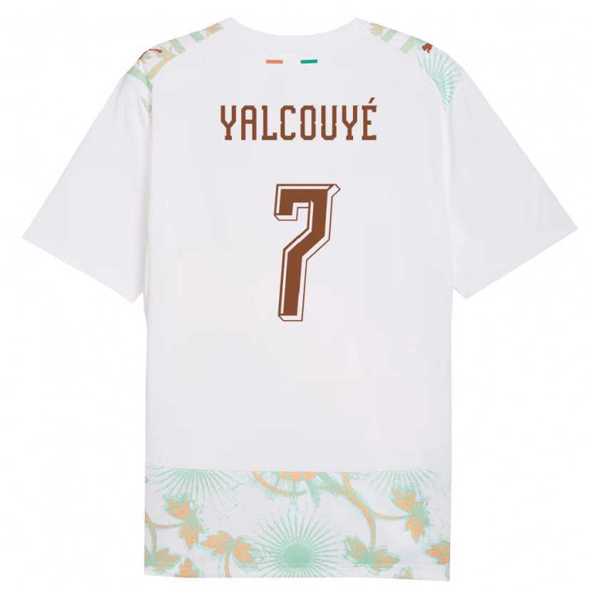 Danxen Hombre Camiseta Costa De Marfil Malick Yalcouyé #7 Blanco Naranja Verde 2ª Equipación 26-28 La Camisa