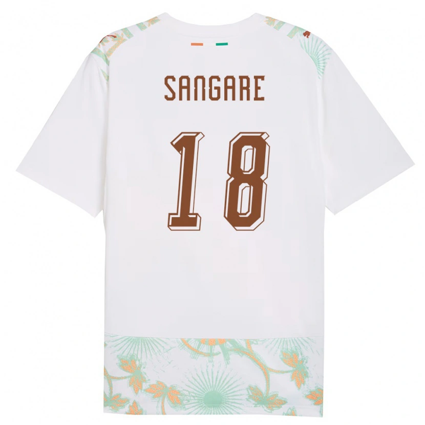 Danxen Hombre Camiseta Costa De Marfil Ibrahim Sangaré #18 Blanco Naranja Verde 2ª Equipación 26-28 La Camisa
