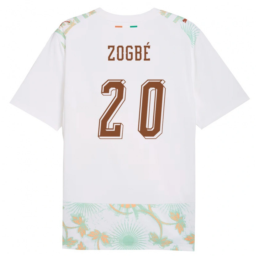 Danxen Hombre Camiseta Costa De Marfil Luck Zogbé #20 Blanco Naranja Verde 2ª Equipación 26-28 La Camisa
