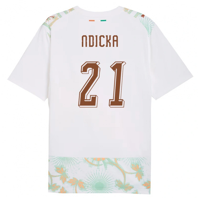 Danxen Hombre Camiseta Costa De Marfil Evan Ndicka #21 Blanco Naranja Verde 2ª Equipación 26-28 La Camisa