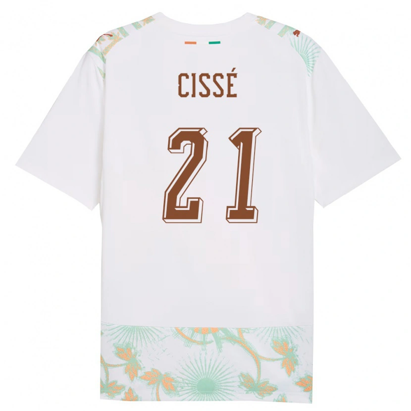 Danxen Hombre Camiseta Costa De Marfil Aboulaye Cissé #21 Blanco Naranja Verde 2ª Equipación 26-28 La Camisa
