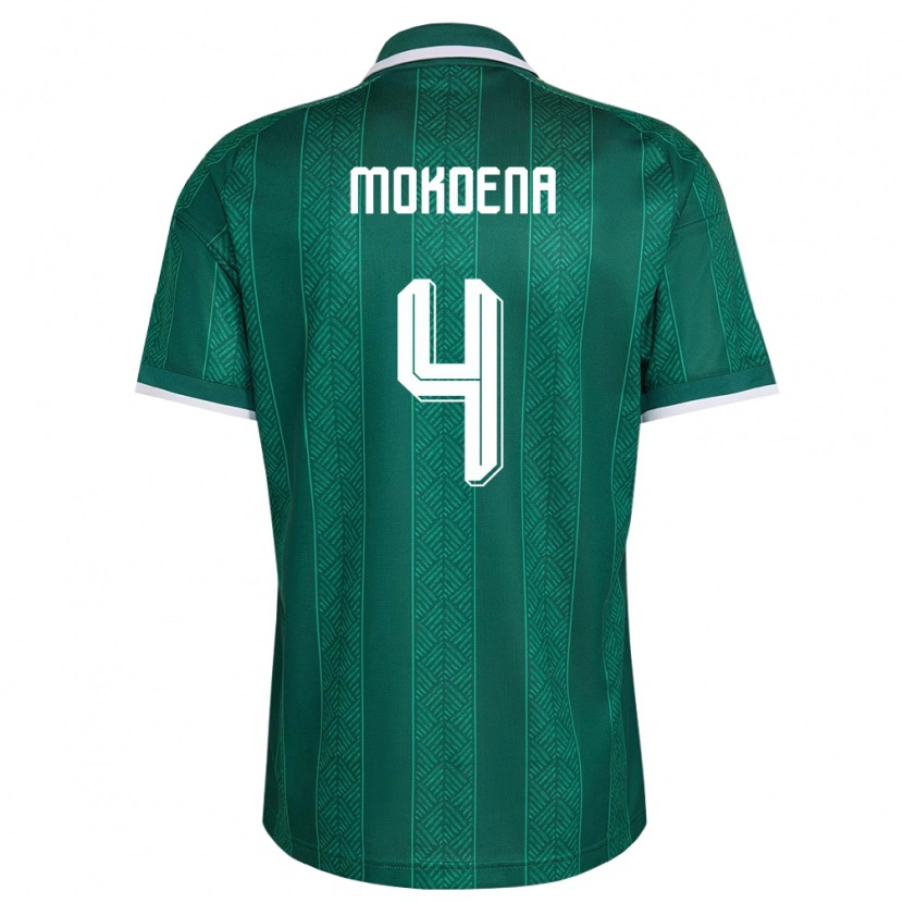 Danxen Hombre Camiseta Sudáfrica Teboho Mokoena #4 Verde Blanco Oro 2ª Equipación 26-28 La Camisa