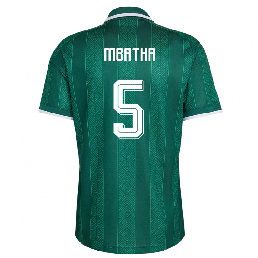 Danxen Hombre Camiseta Sudáfrica Thalente Mbatha #5 Verde Blanco Oro 2ª Equipación 26-28 La Camisa