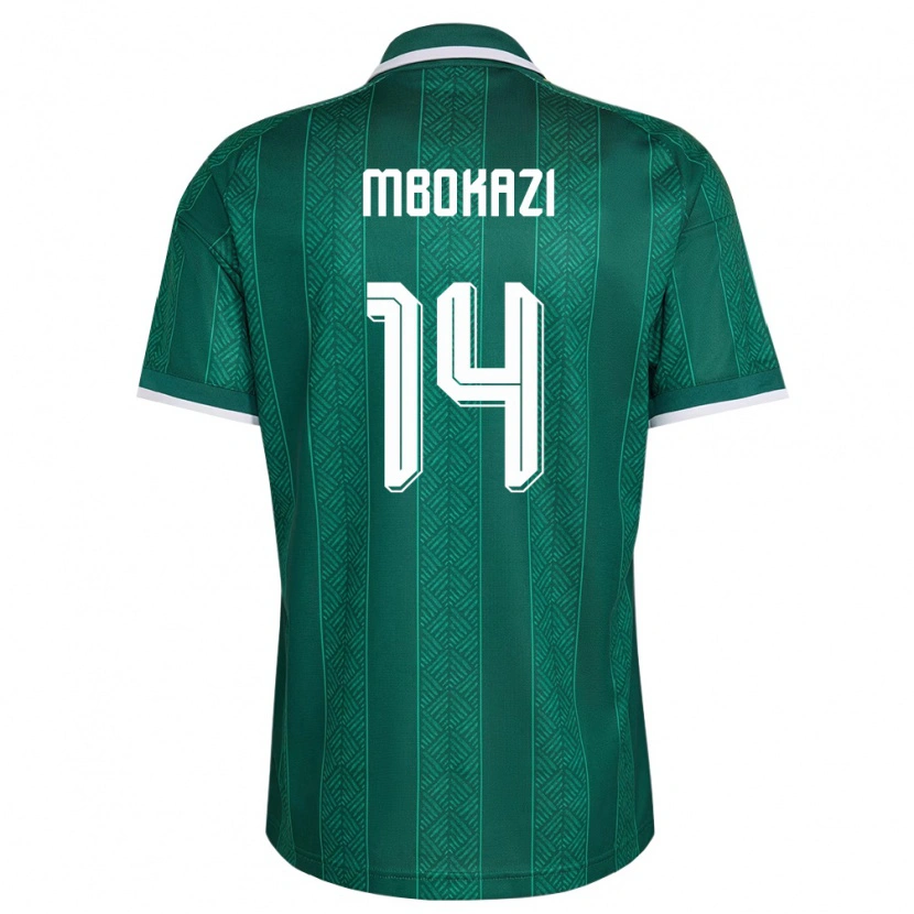 Danxen Hombre Camiseta Sudáfrica Mbekezeli Mbokazi #14 Verde Blanco Oro 2ª Equipación 26-28 La Camisa