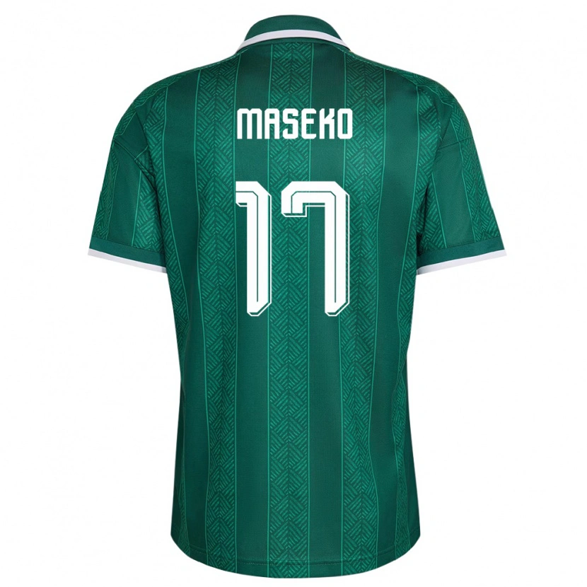 Danxen Hombre Camiseta Sudáfrica Thapelo Maseko #17 Verde Blanco Oro 2ª Equipación 26-28 La Camisa
