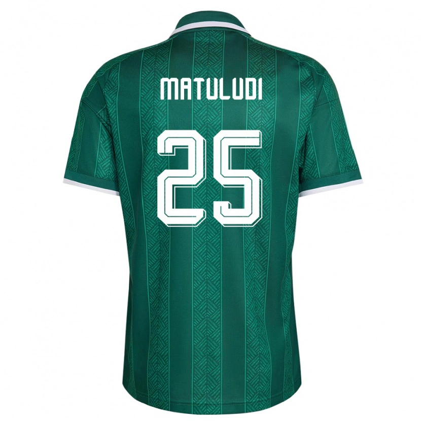 Danxen Hombre Camiseta Sudáfrica Thabang Matuludi #25 Verde Blanco Oro 2ª Equipación 26-28 La Camisa