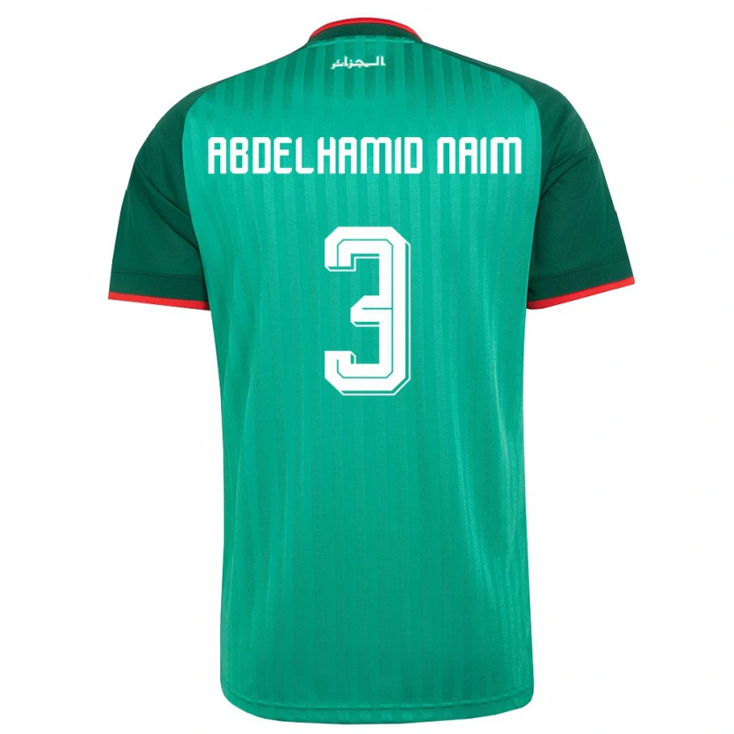 Danxen Hombre Camiseta Argelia Issam Abdelhamid Naim #3 Verde Rojo Blanco 2ª Equipación 26-28 La Camisa