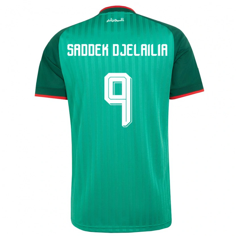 Danxen Hombre Camiseta Argelia Mohamed Saddek Djelailia #9 Verde Rojo Blanco 2ª Equipación 26-28 La Camisa